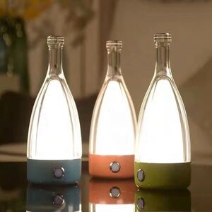Elegant Modern Table Lamp, Portable Wireless Bottle LED Light Green New